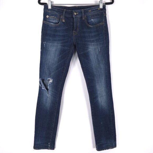 R13 ITALY MADE Kate Skinny Seattle Vintage Rip Wash 11595 R13WM4021-94 Size 26